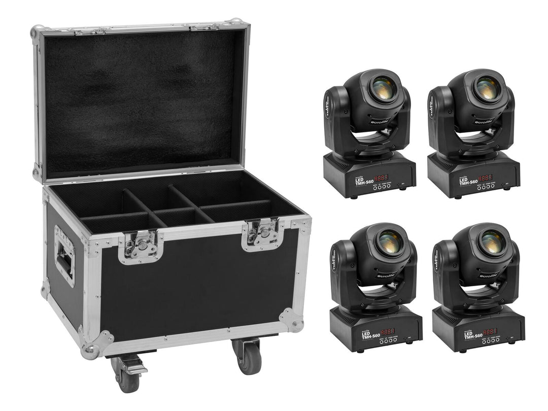 EUROLITE Set 4x LED TMH-S60 Liikkuvat päät-Spot + Case