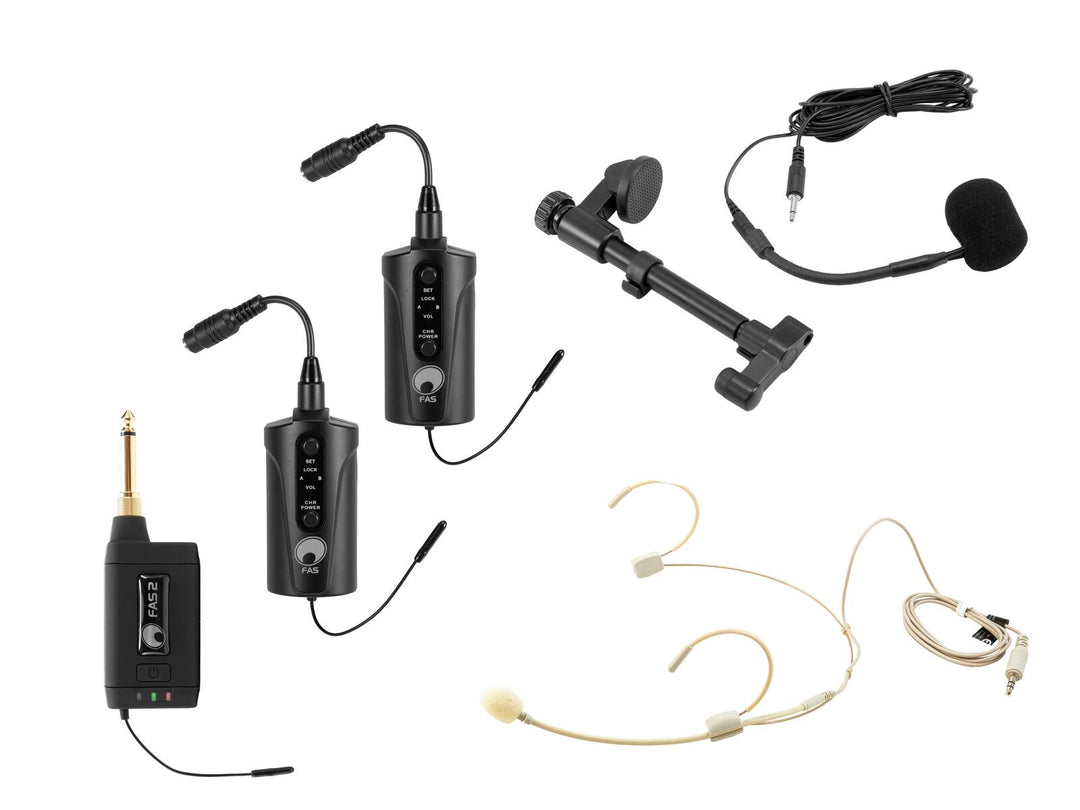 OMNITRONIC Set FAS TWO + 2x BP + Headset + Acoustic Kitarat Microphone 660-690MHz