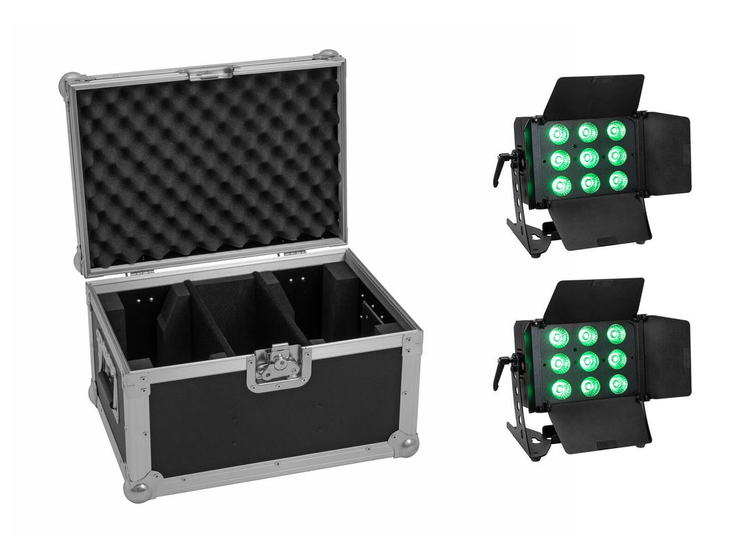 EUROLITE Setti 2x LED CLS-9 QCL RGB/WW 9x7W + kotelo