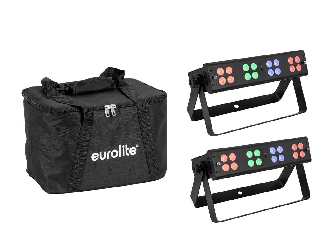 EUROLITE Setti 2x LED Silent Bar 16x4W RGB/WW + Pehmeä laukku
