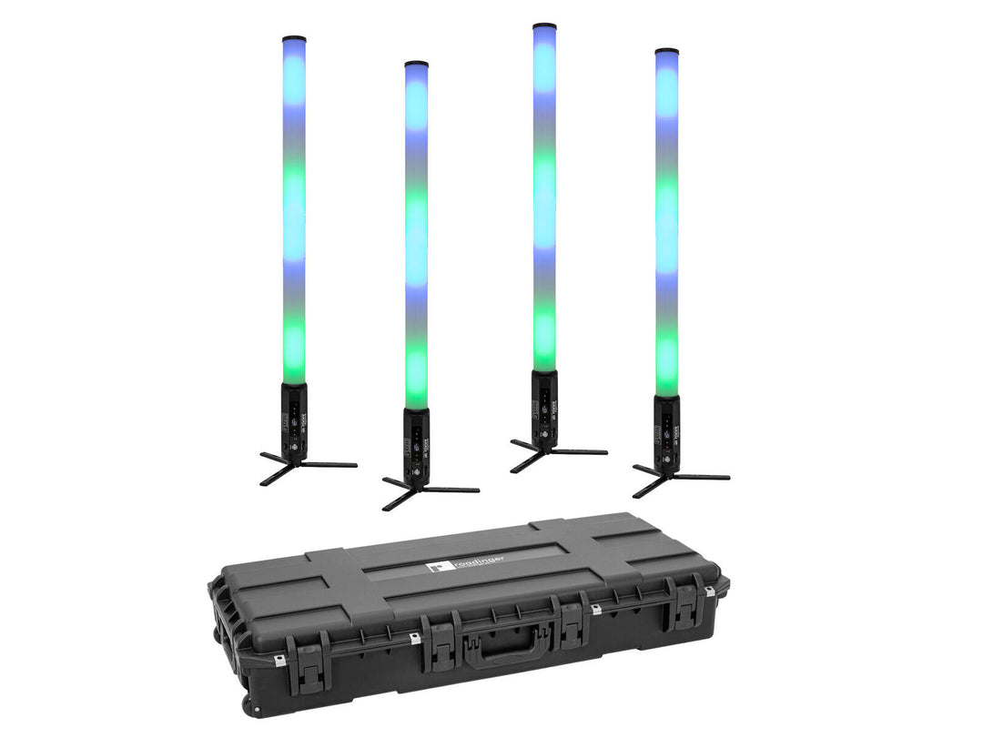 EUROLITE Set 4x AKKU IP Pixel Tube 360° PRO CRMX + Muovikotelo