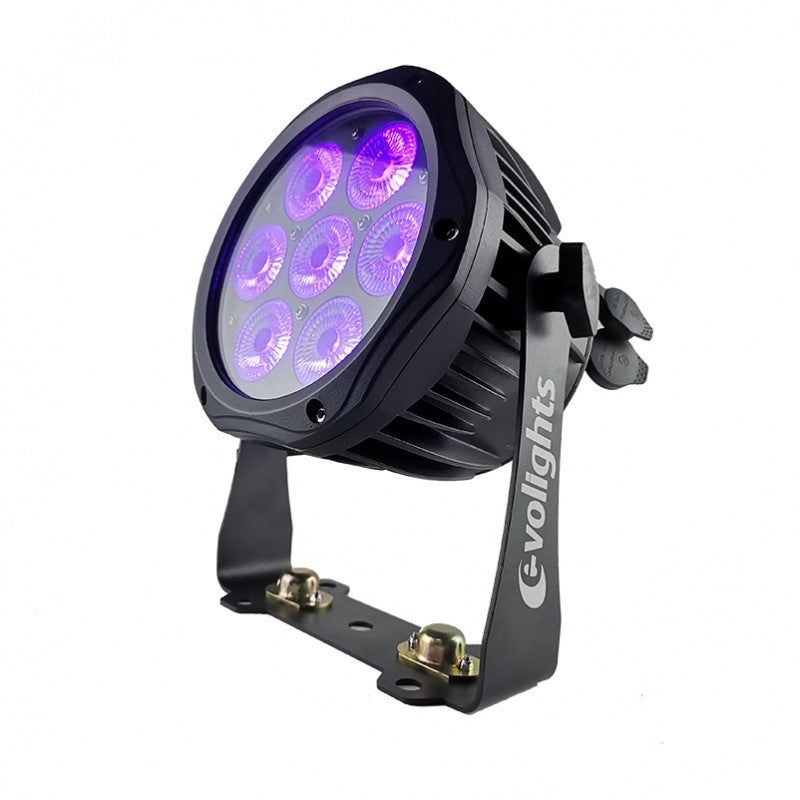 EVOLIGHTS GLACIER 7 LED PAR 7x10W RGBWA-UV IP65 ulkokäyttöön lavavalaistus