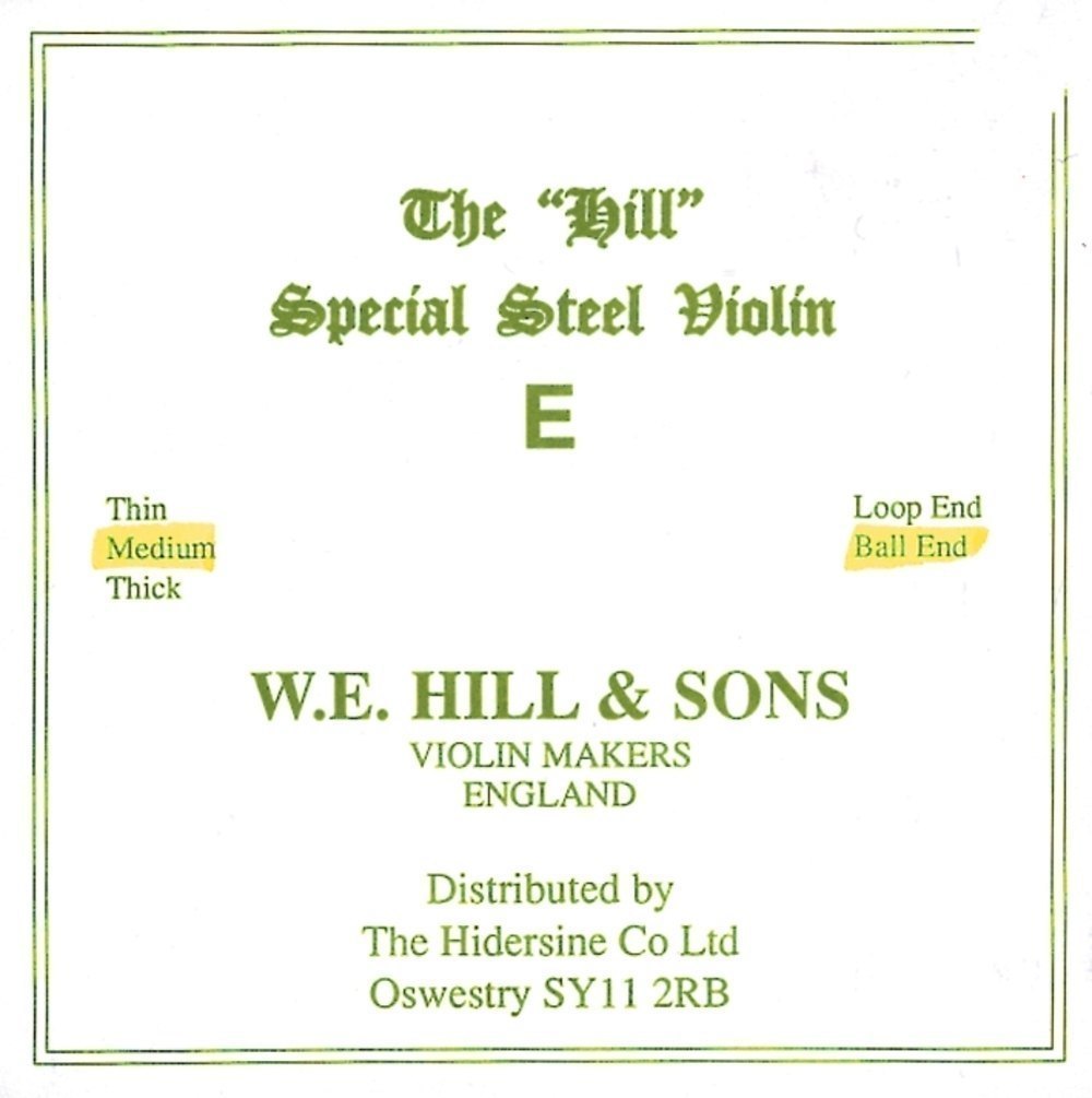 Hill E-kieli viululle, terästä, lenkillä, ohut