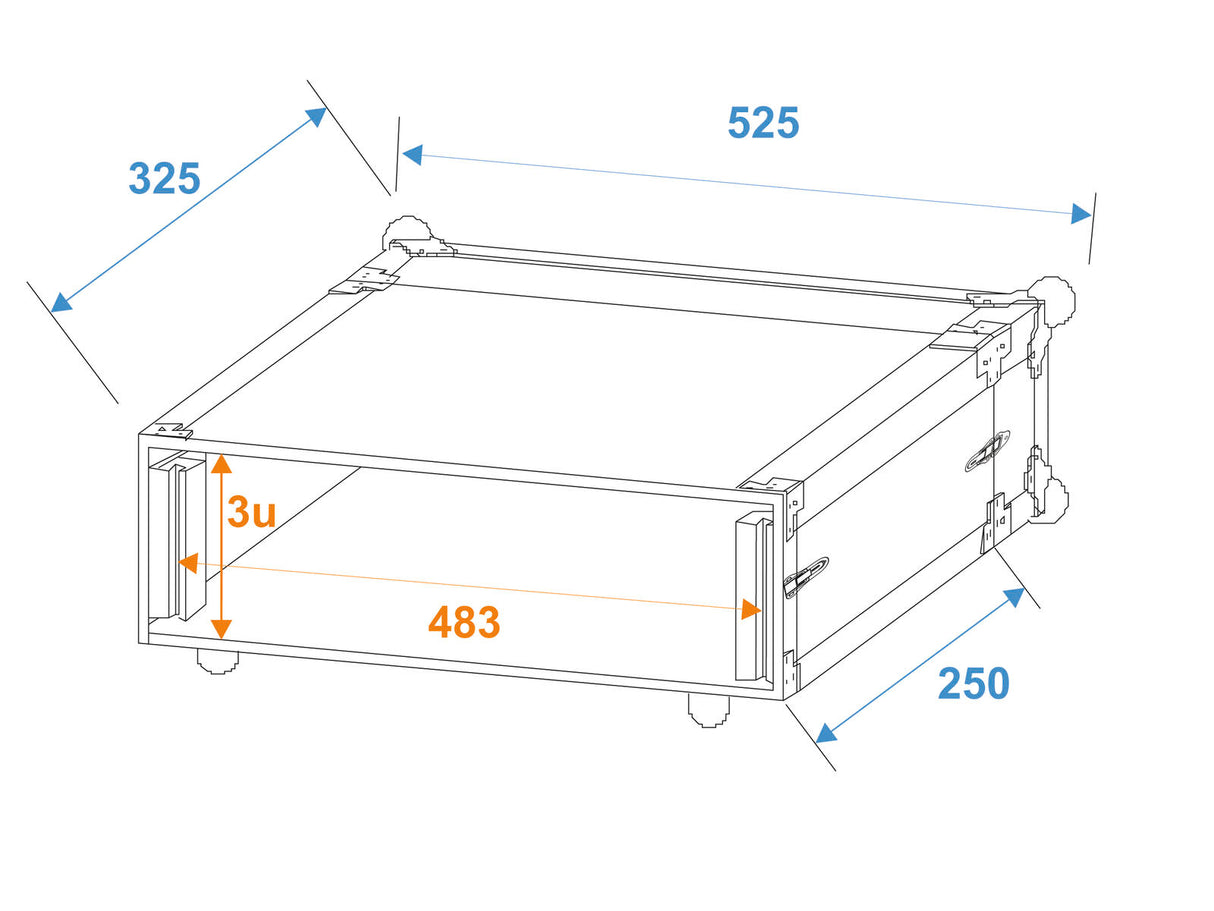 ROADINGER Effect Rack CO DD, 3U, 24cm deep, black