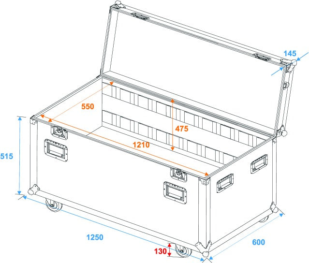 Tour Case pyörillä (125 x 60 x 78cm)
