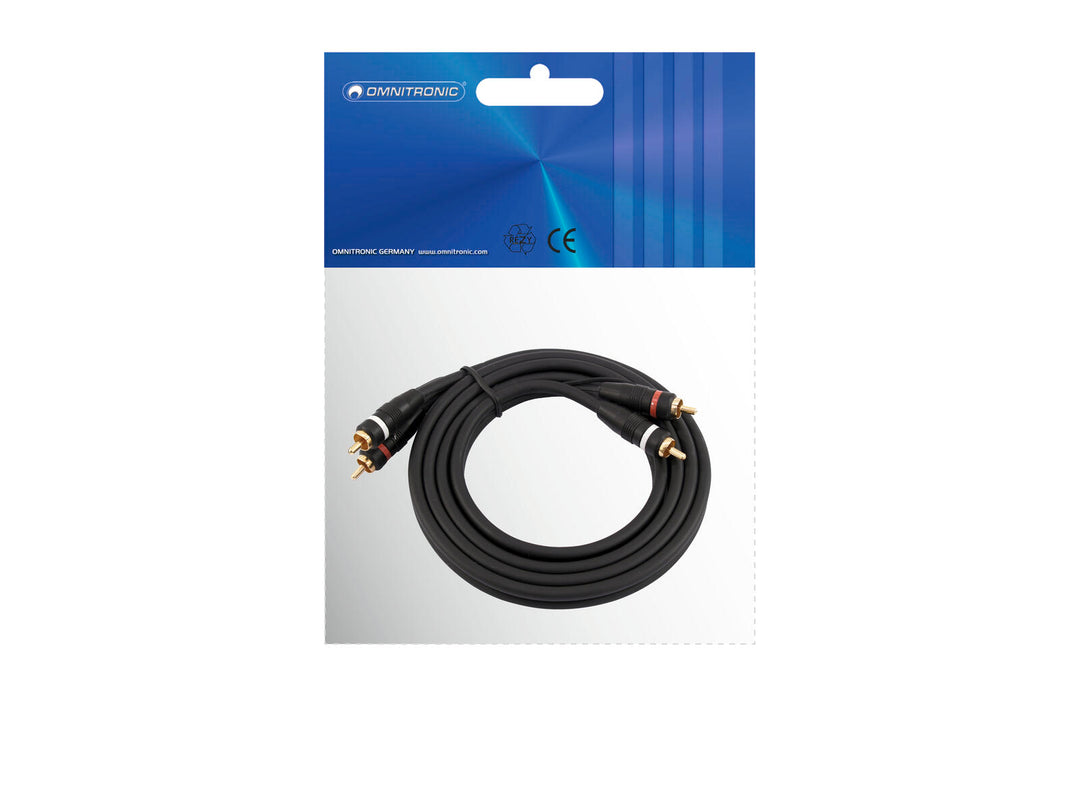 OMNITRONIC RCA-kaapeli 2x2 maadoitus 1.5m