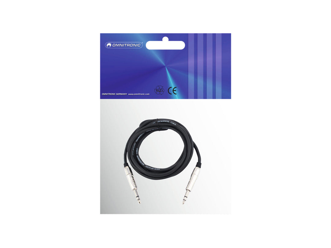 OMNITRONIC Jack-kaapeli 6.3 stereo 3m bk ROAD