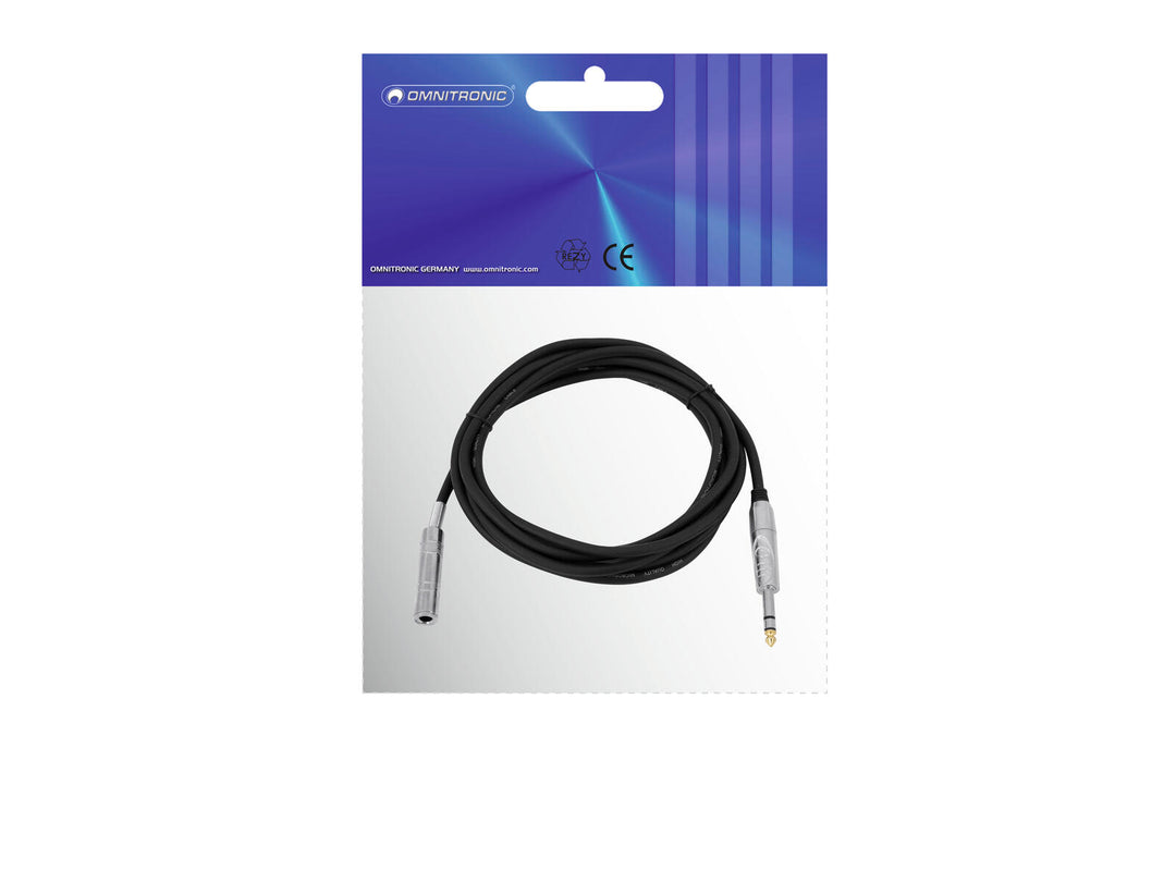 OMNITRONIC Jack-jatko 6.3 stereo 3m bk