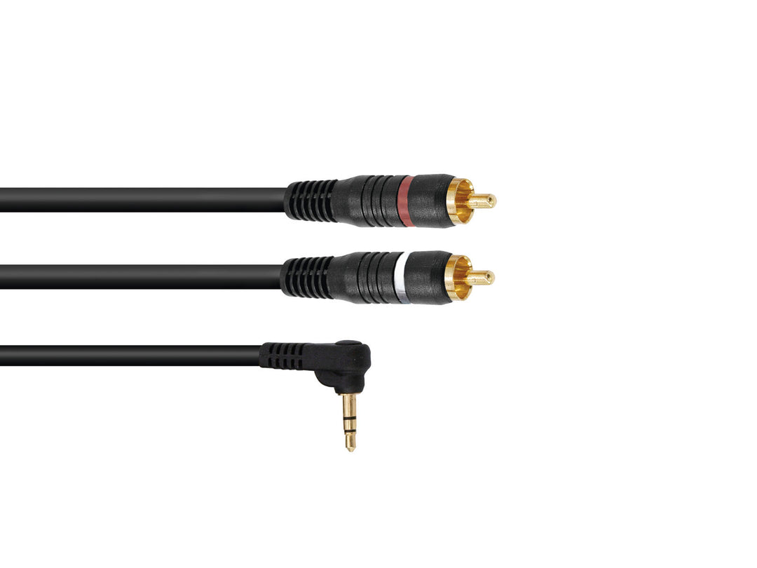 OMNITRONIC Adapterikaapeli 3.5 Jack 90°/2xRCA 1.5m bk
