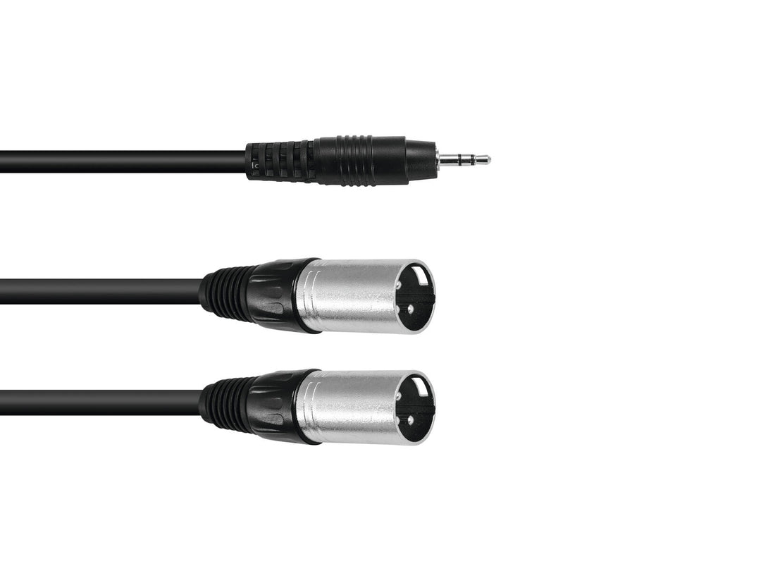 OMNITRONIC Adapterikaapeli 3,5 Jack/2xXLR(M) 3m bk