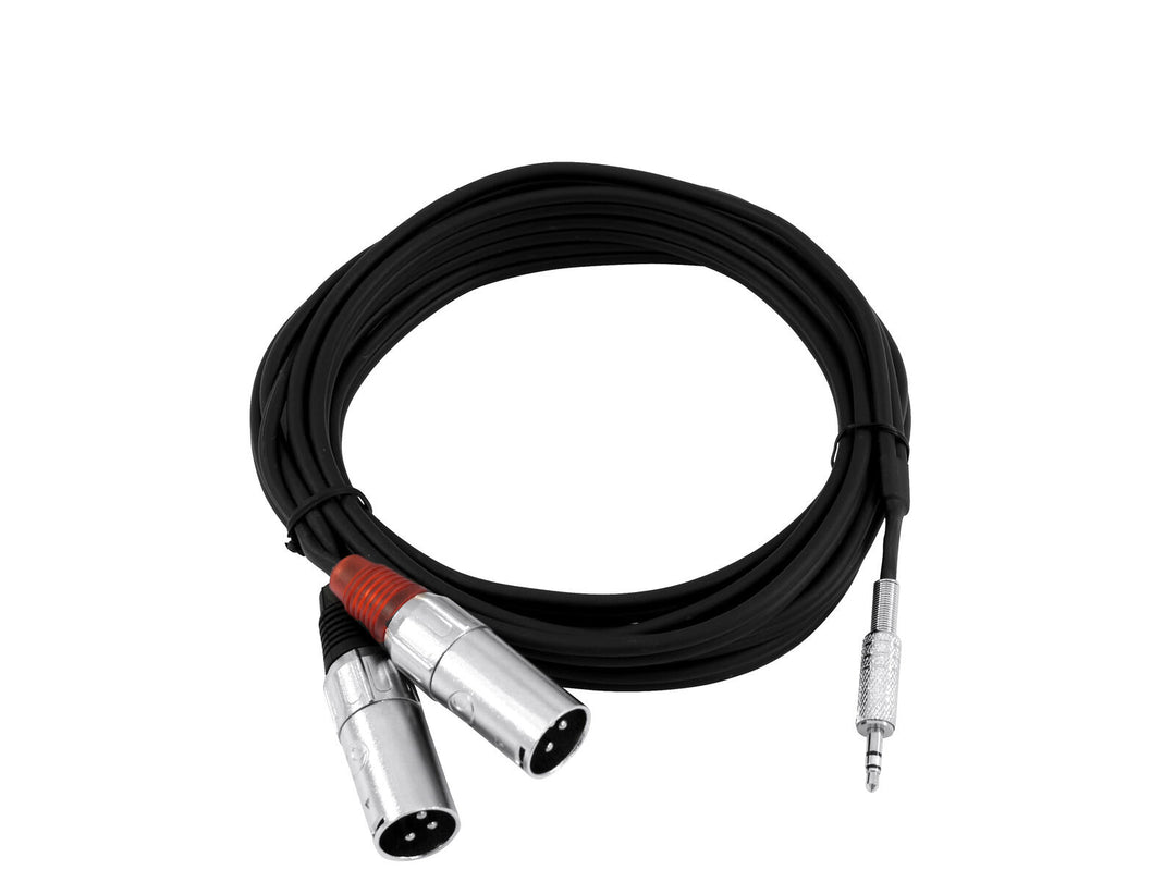 OMNITRONIC Adapterikaapeli 3,5 Jack/2xXLR(M) 3m bk