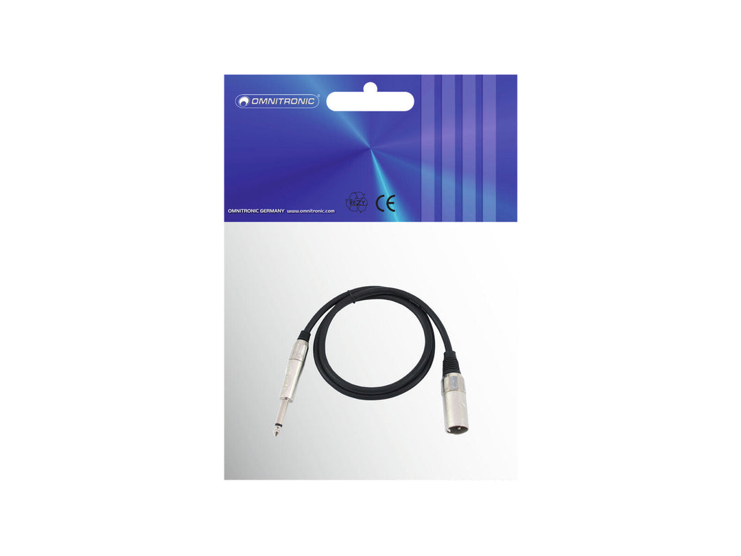 OMNITRONIC Adapterikaapeli XLR(M)/Jack mono 0.9m bk