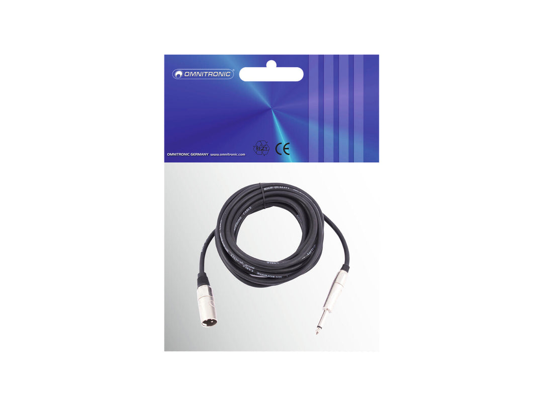 OMNITRONIC Adapterikaapeli XLR(M)/Jack mono 10m bk