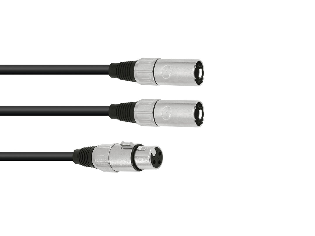 OMNITRONIC Adapterikaapeli XLR(F)/2xXLR(M) 1m bk