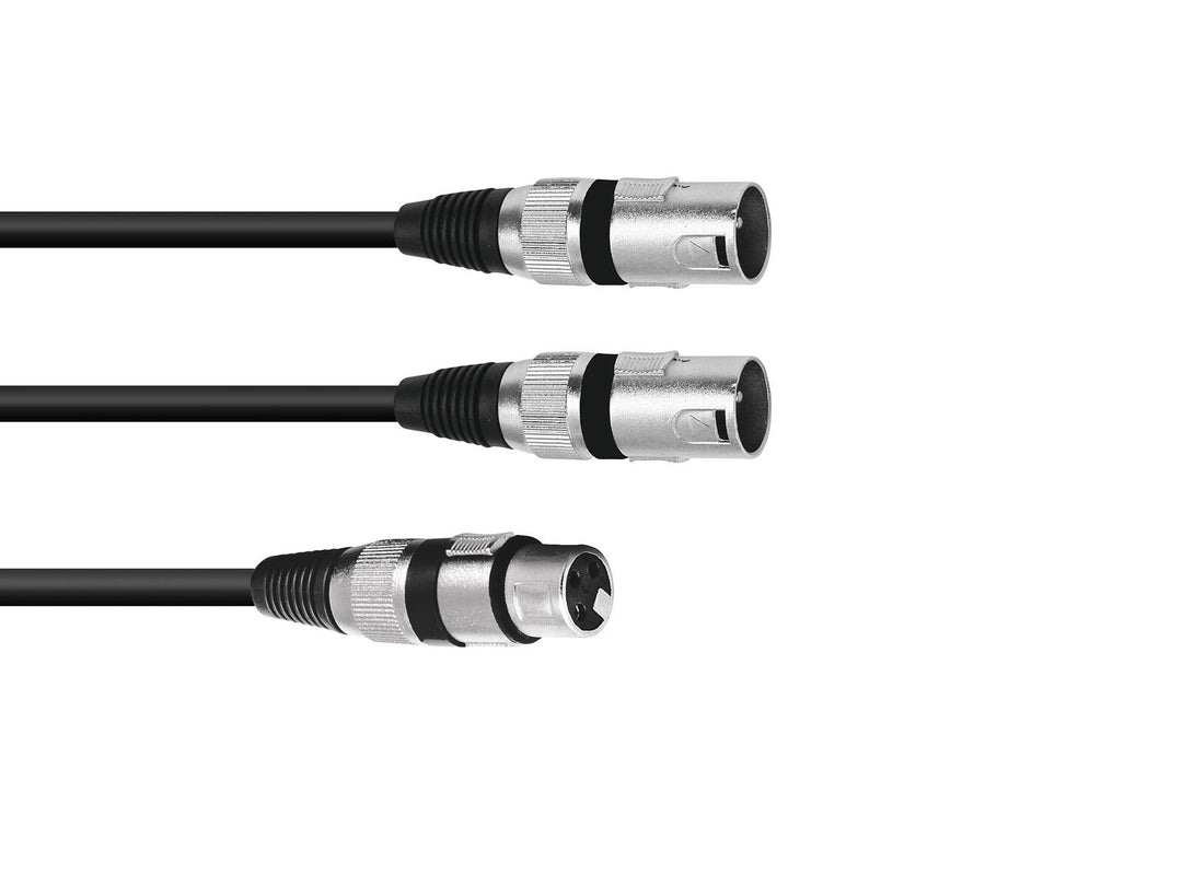 OMNITRONIC Adapterikaapeli XLR(F)/2xXLR(M) 1.5m bk