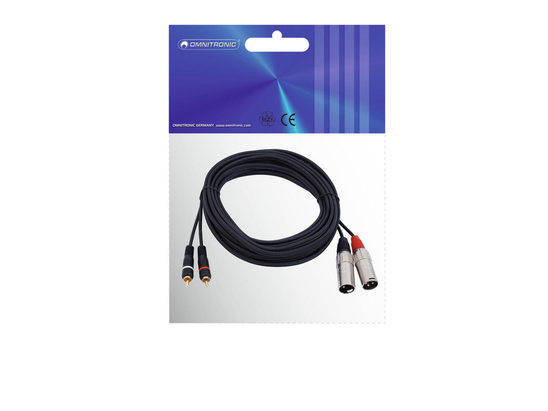OMNITRONIC Adapterikaapeli 2xXLR(M)/2xRCA 6m bk