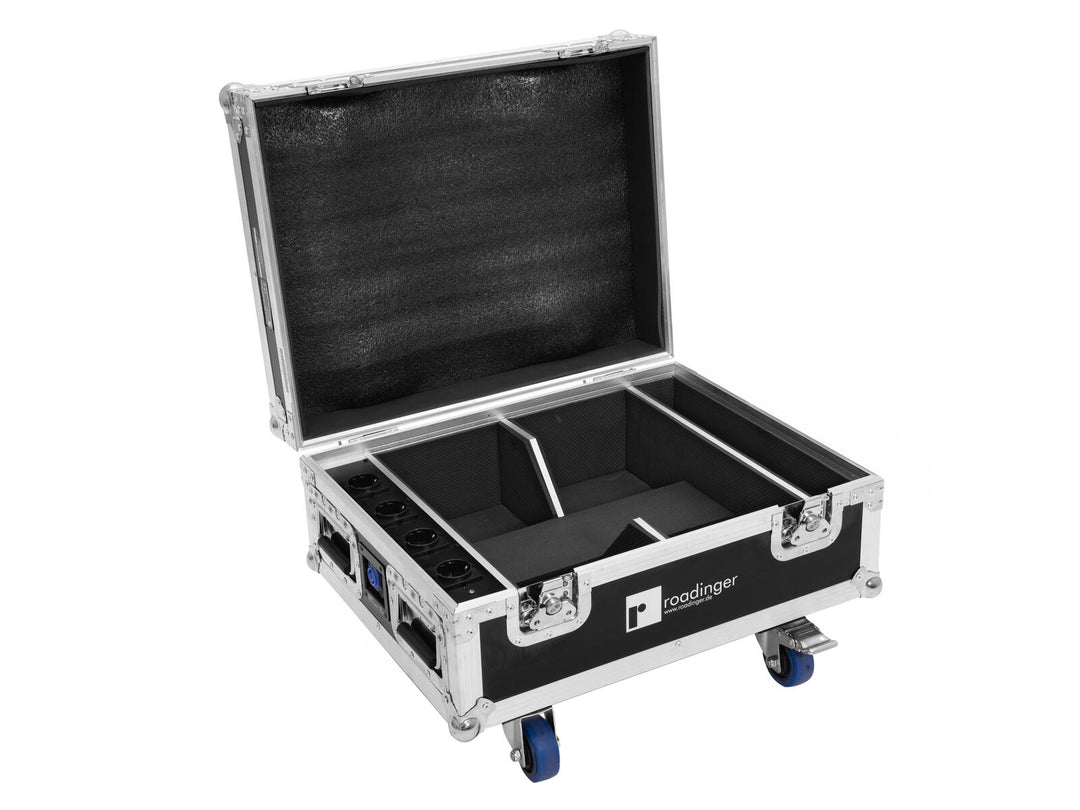 ROADINGER Flightcase 4x AKKU IP UP-4 QuickDMX lataustoiminnolla