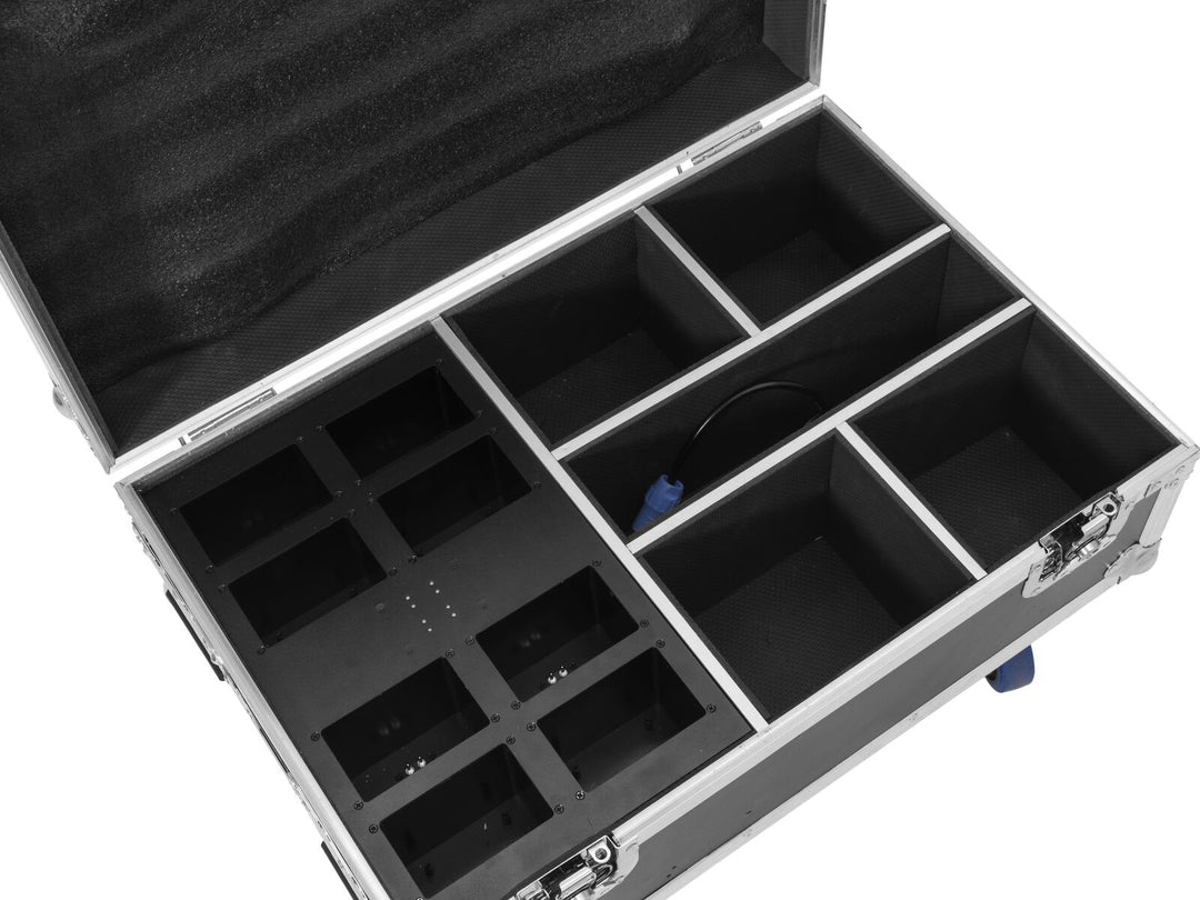 ROADINGER Flightcase 4x AKKU IP UP-4 Plus HCL Spot WDMX lataustoiminnolla