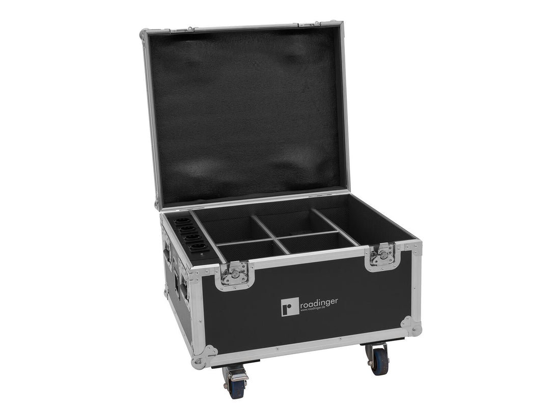 ROADINGER Flightcase 4x AKKU IP PAR 7 QCL WDMX lataustoiminnolla