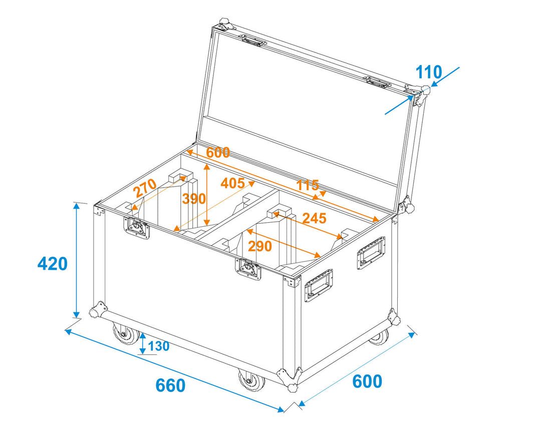 ROADINGER Flightcase 2x EYE-1940 pyörillä