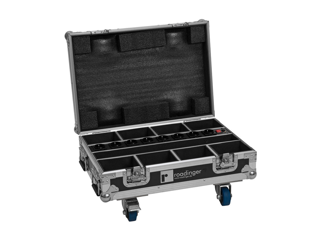 ROADINGER Flightcase 8x AKKU Mini IP UP-4 QCL Spot MK2 lataustoiminnolla