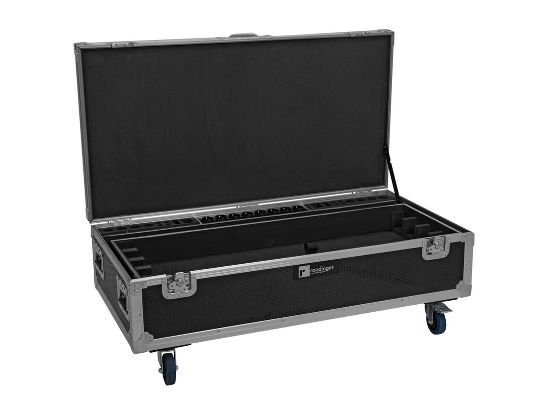 ROADINGER Flightcase 8x AKKU IP Pixel Tube 360° PRO CRMX lataustoiminnolla ja pyörillä