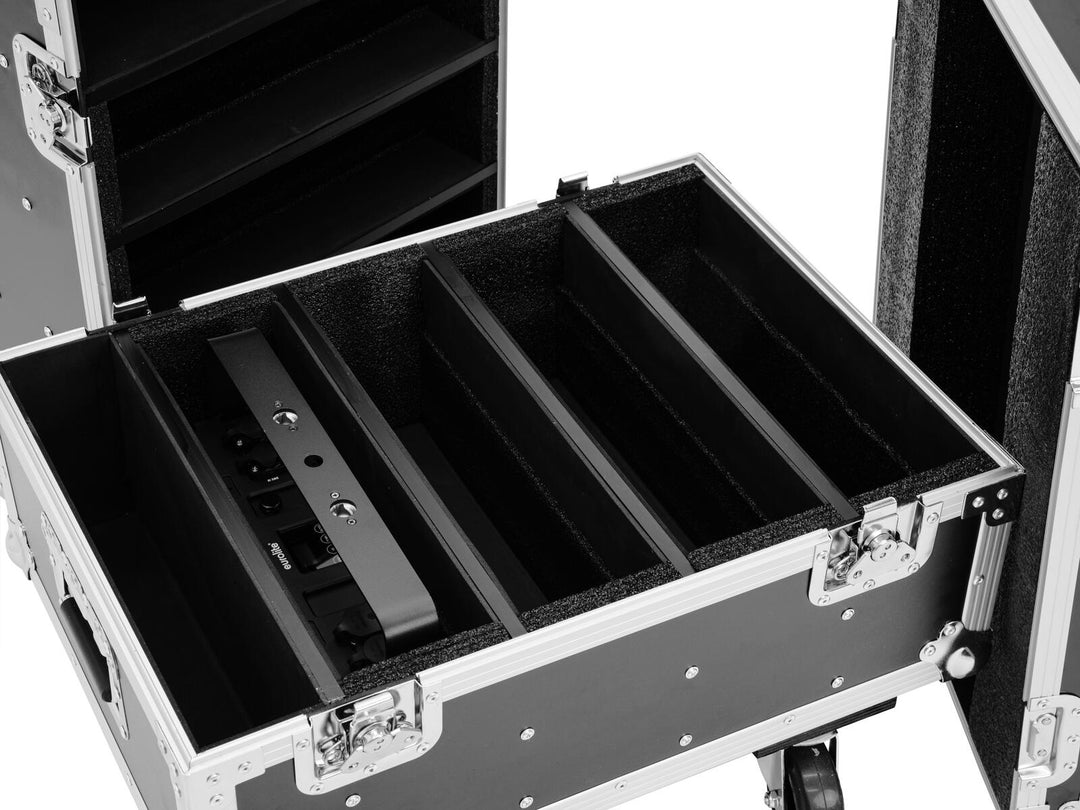 ROADINGER Flightcase 8x IP PIX Strobe RGB CW+WW pyörillä