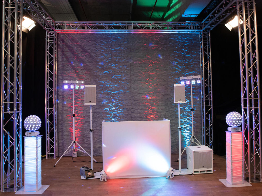 EUROLITE 2x Stage Stand säädettävä, sisältää suojan ja laukun, valkoinen