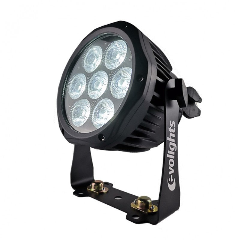 EVOLIGHTS GLACIER 7 LED PAR 7x10W RGBWA-UV IP65 ulkokäyttöön lavavalaistus