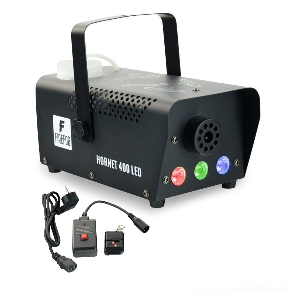 Firefog Hornet 400LED fog machine 400 W LED-valolla ja 2 kaukosäätimellä, musta