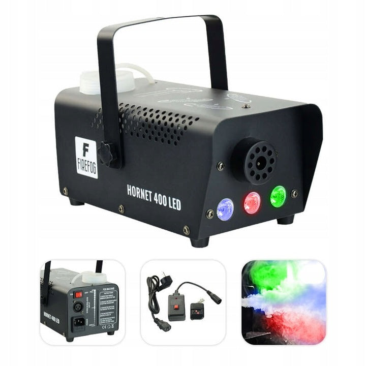 Firefog Hornet 400LED fog machine 400 W LED-valolla ja 2 kaukosäätimellä, musta