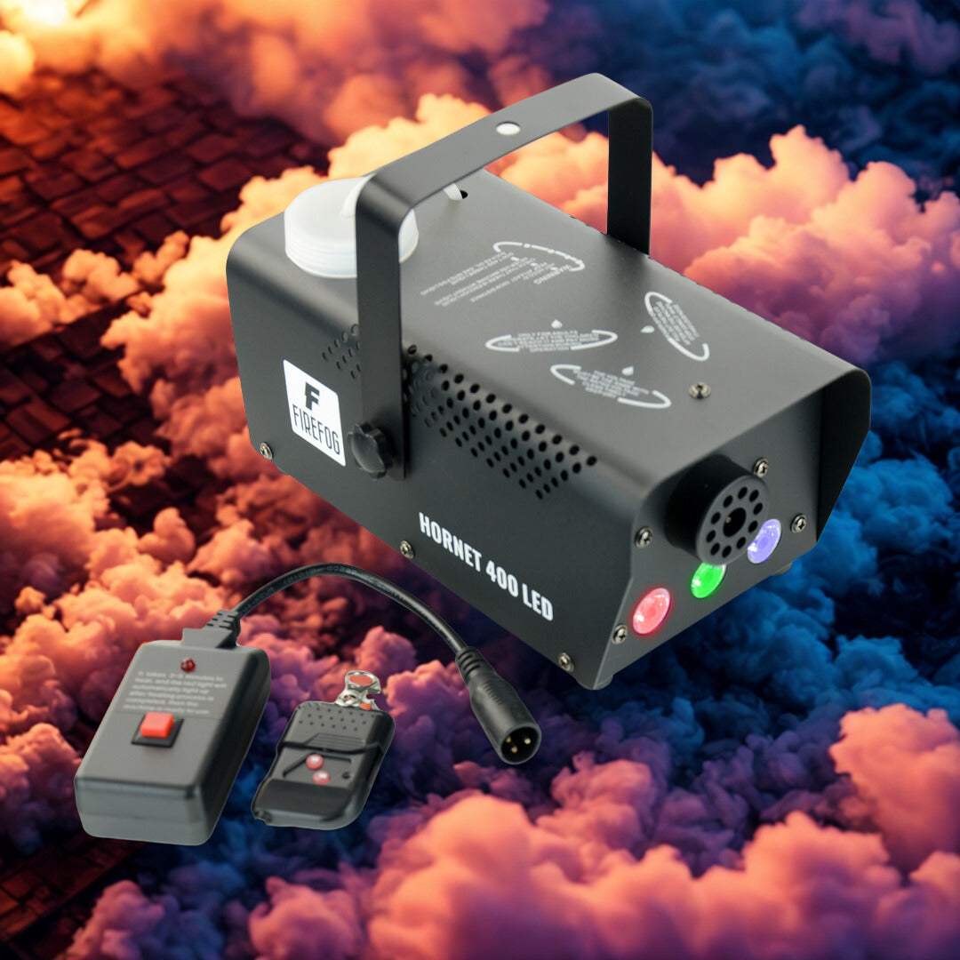 Firefog Hornet 400LED fog machine 400 W LED-valolla ja 2 kaukosäätimellä, musta