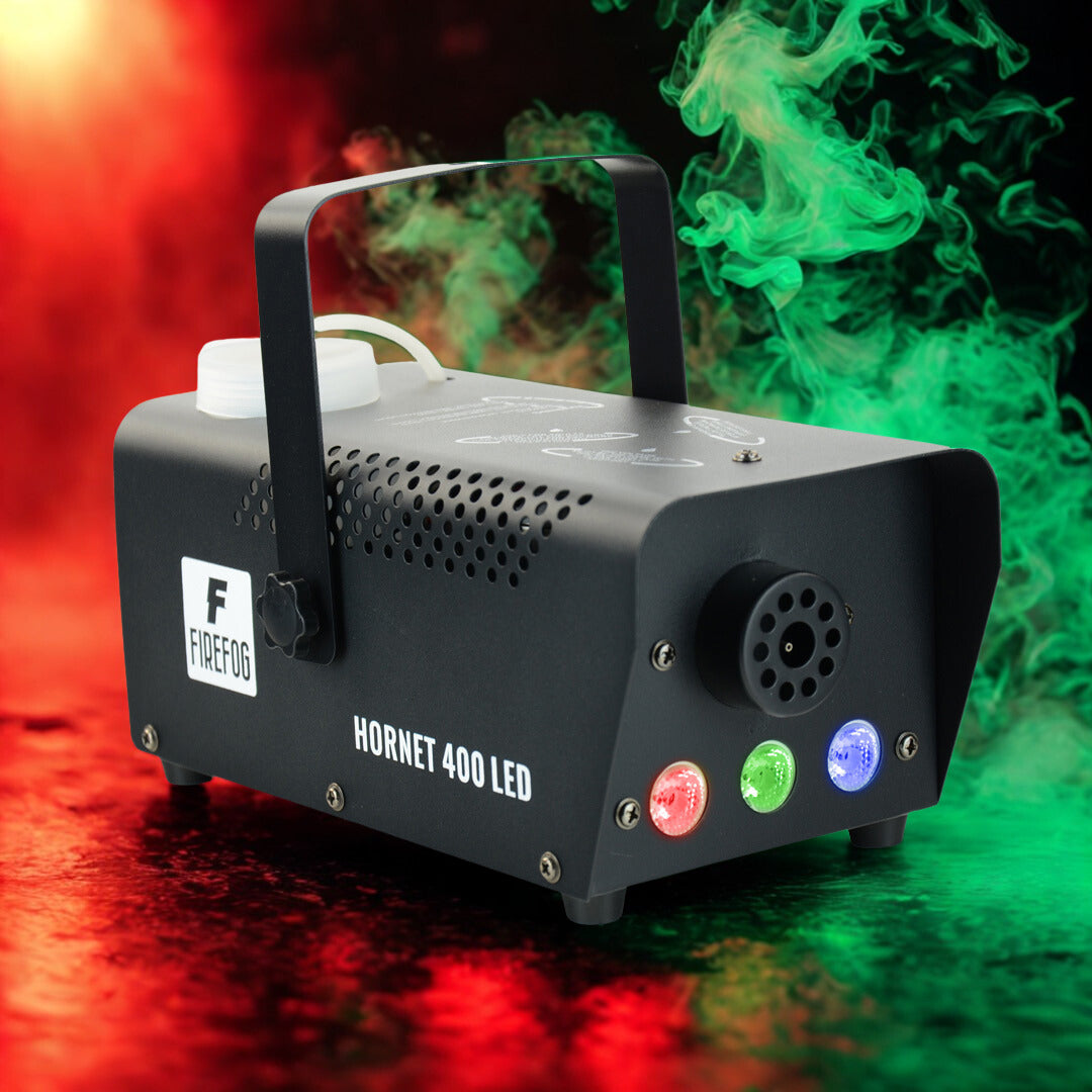 Firefog Hornet 400LED fog machine 400 W LED-valolla ja 2 kaukosäätimellä, musta