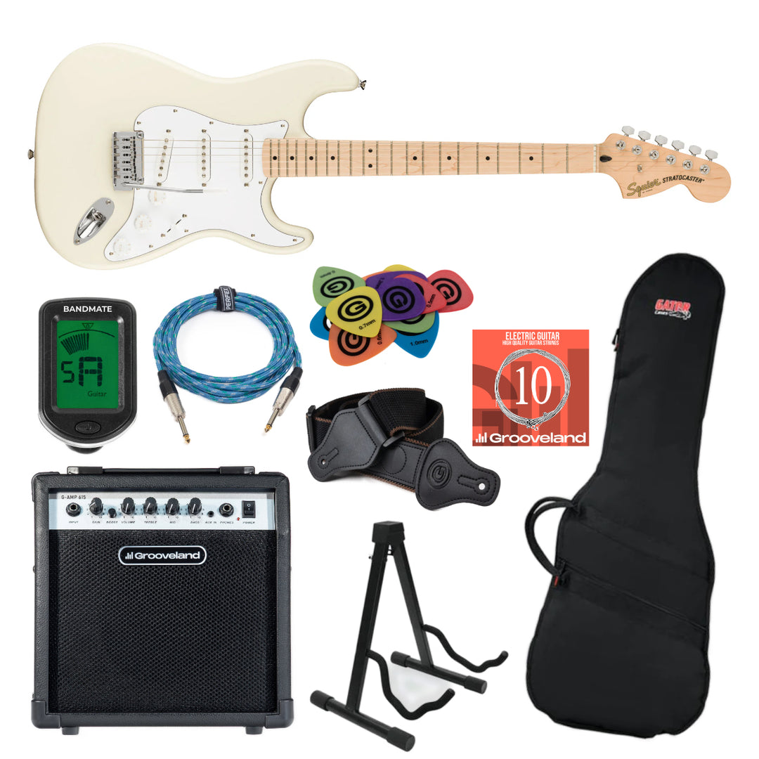 Fender Squier Affinity Stratocaster Sähkökitara Aloituspaketti (Olympic White)