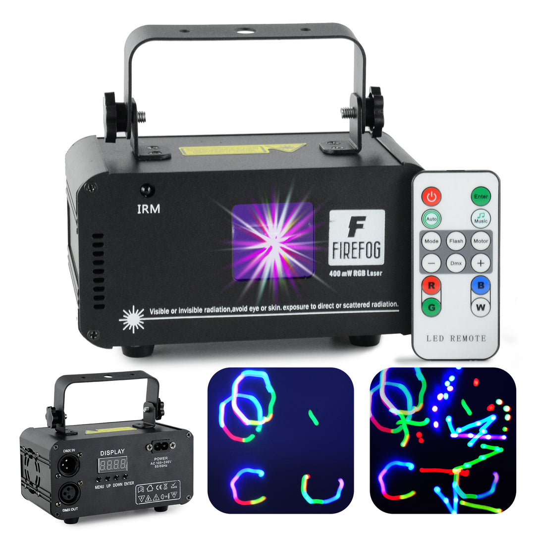 Firefog RGB-diskolaser 400 mW DMX:llä ja kaukosäätimellä