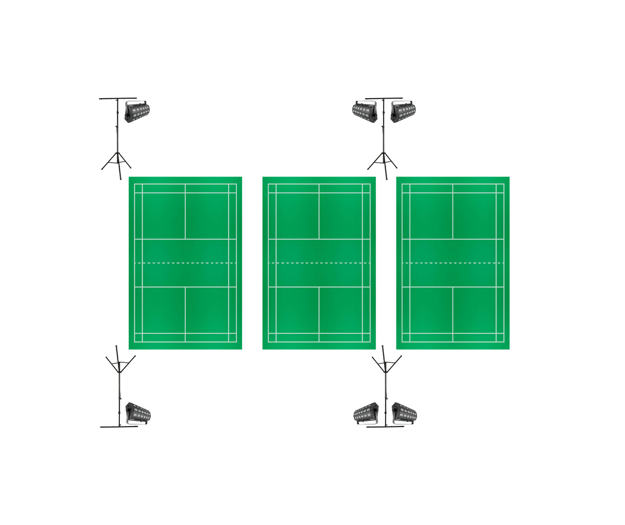 Nightminton täydellinen paketti 3 kentälle