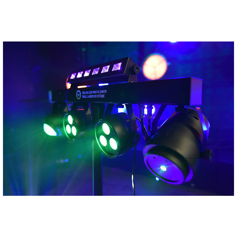 LIGHT4ME T-BAR LED PAR BLOMSTERKUGLE LASER UV STROBE diskovalaisutus multiefekti