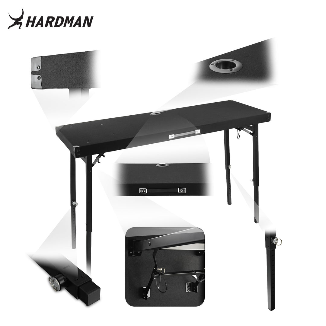 Hardman DTS1 -taitettava DJ-pöytä, 154 x 52 cm, laukulla