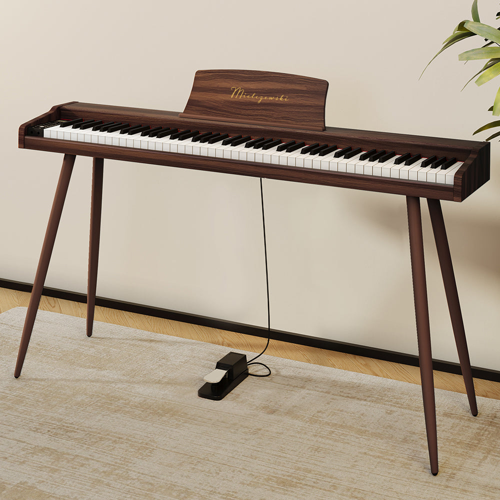 Mielczewski digitalpiano metallijaloilla, ruskea