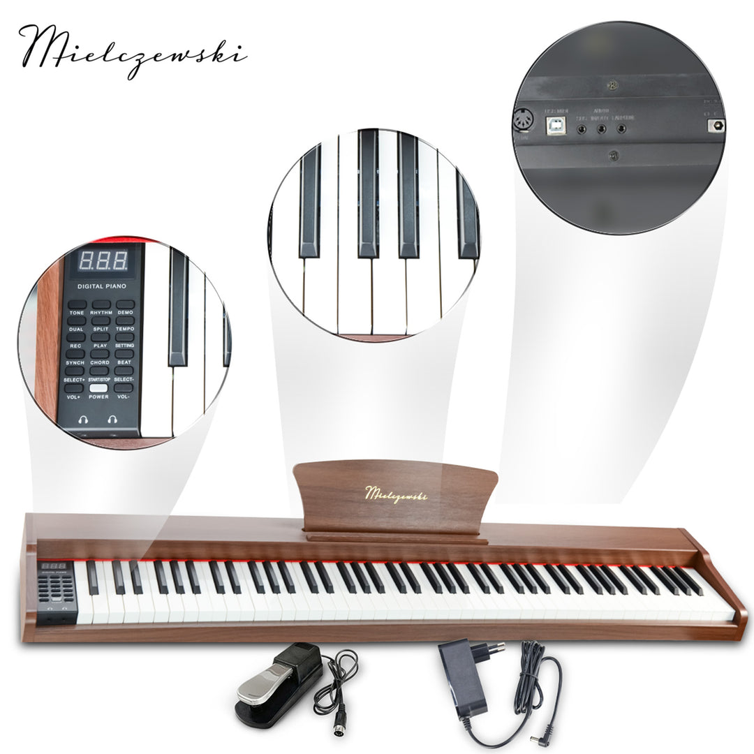 Mielczewski digitalpiano metallijaloilla, ruskea