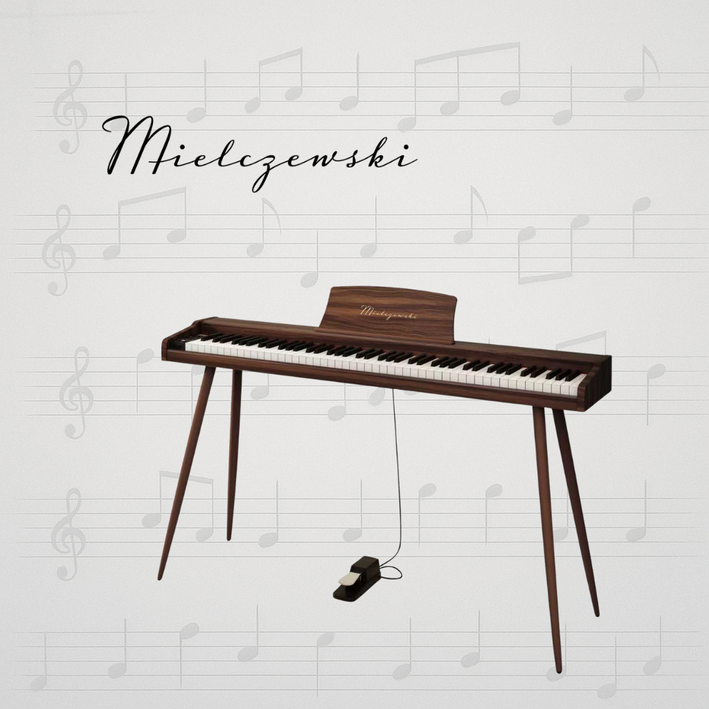 Mielczewski digitalpiano metallijaloilla, ruskea