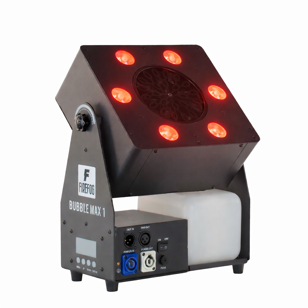Firefog Bubble Max 1 -kuplakone LED-valoilla, DMX:llä ja kaukosäätimellä
