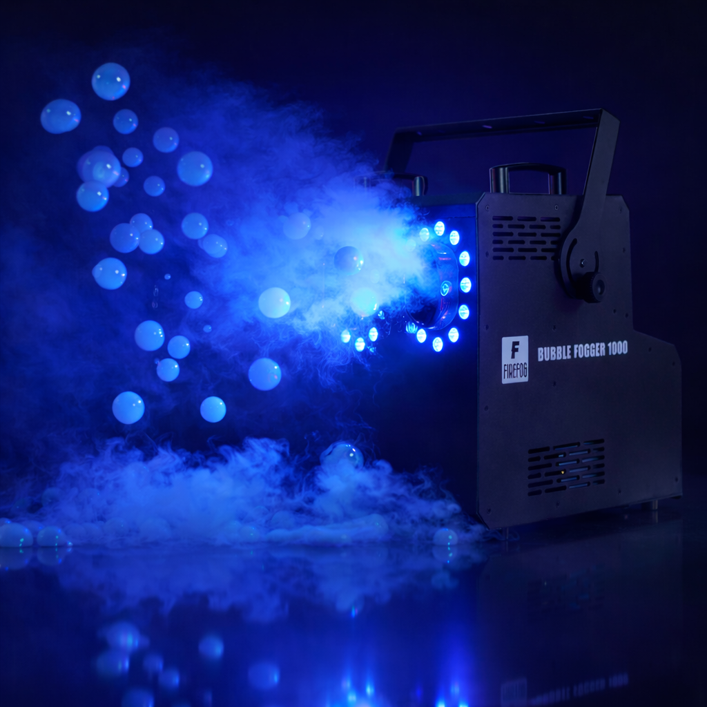 Firefog BUBBLE FOGGER 1000 -savu- ja kuplakone RGBW LED -valoilla