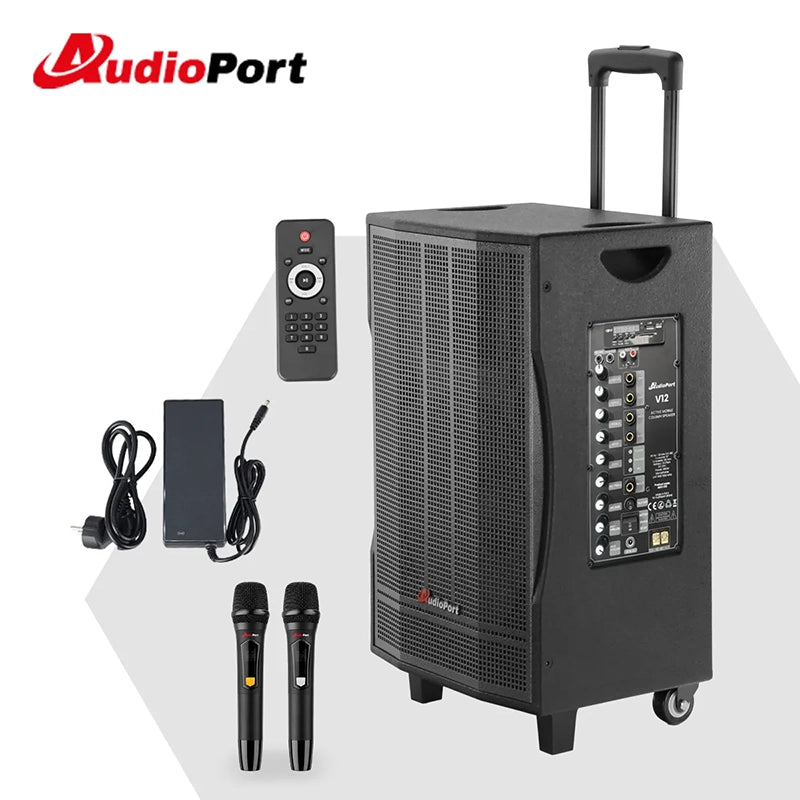 Audioport V12 kannettava aktiivikaiutin 350 W, 2 mikrofonia