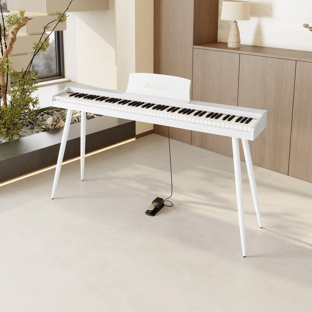 Mielczewski Virelai -digitalpiano jaloilla, valkoinen