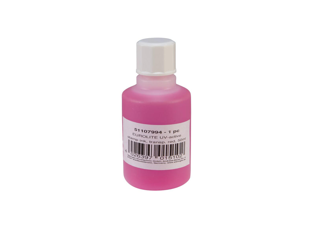 EUROLITE UV-aktiivinen leimasinmuste, läpikuultava punainen, 50ml