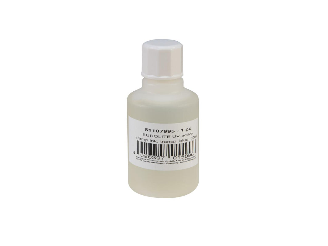 EUROLITE UV-aktiivinen leimasinmuste, läpikuultava sininen, 50ml