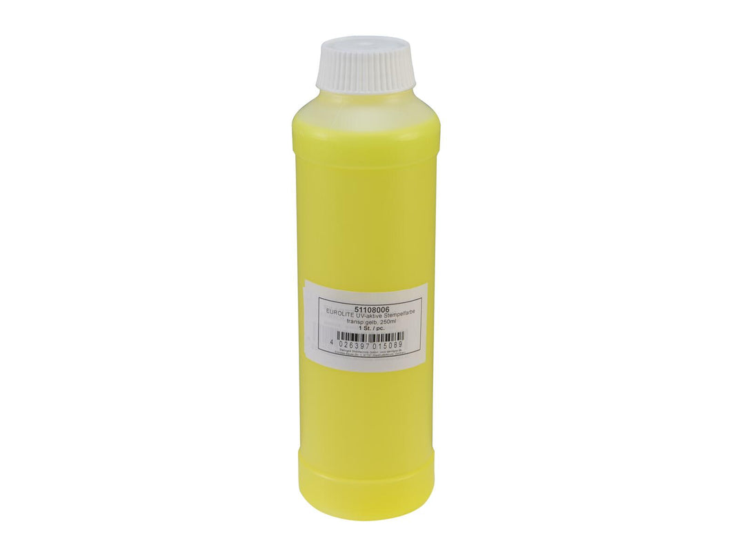 EUROLITE UV-aktiivinen leimausmuste, läpinäkyvä keltainen, 250ml