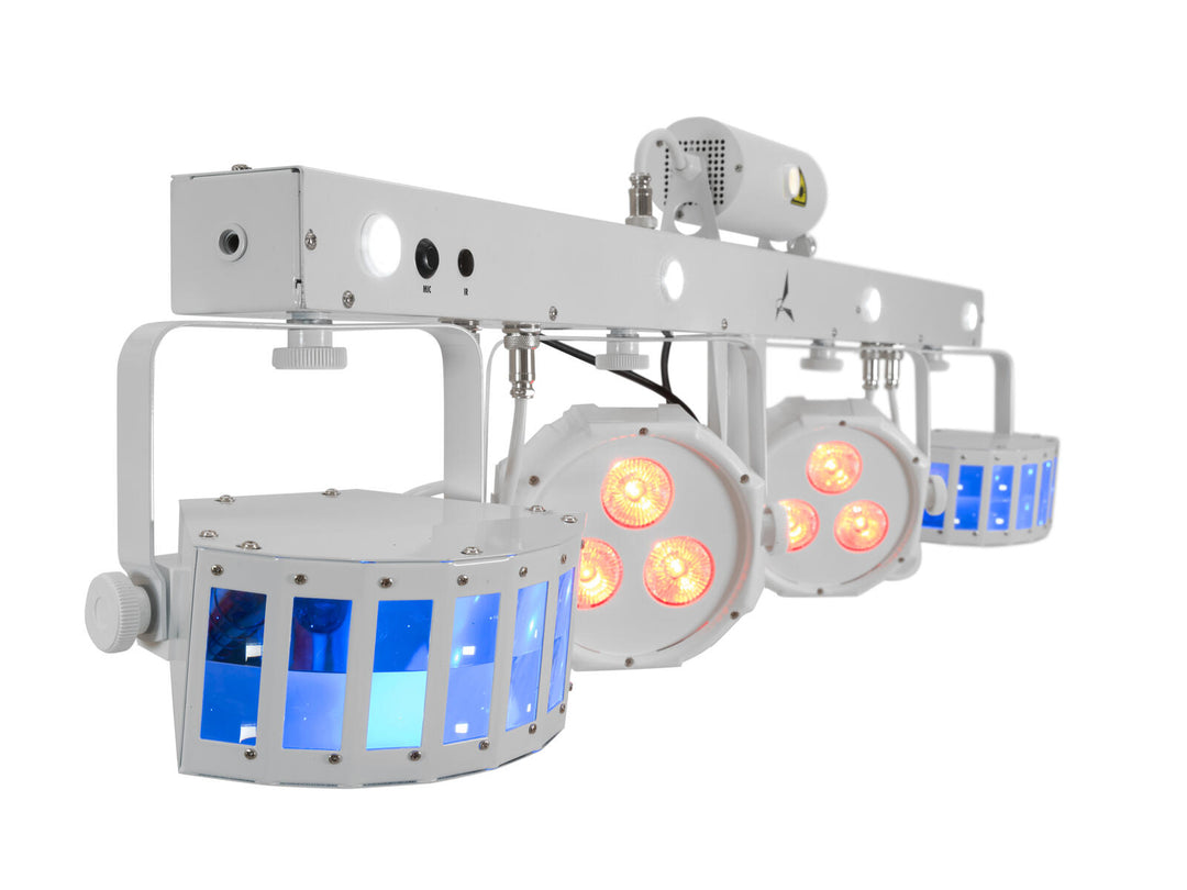 EUROLITE Set LED KLS Laser Bar FX Light Set valkoinen + BPS-2-kaiutinteline valkoinen