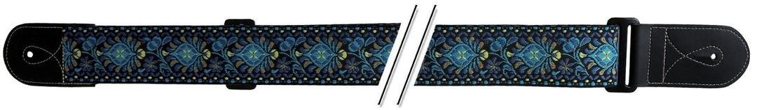 GEWA Kitarahihnat F&S Folk Jacquard - Blue-Yellow